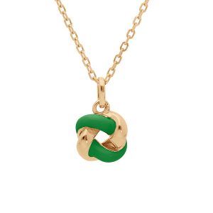 COLLIER ARGENT DORÉ PENDENTIF ROSAS RÉSINE VERTE 42+3CM