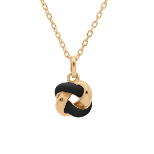 COLLIER ARGENT DORÉ PENDENTIF ROSAS RÉSINE NOIRE 42+3CM