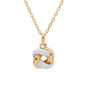 COLLIER ARGENT DORÉ PENDENTIF ROSAS RÉSINE BLANCHE
