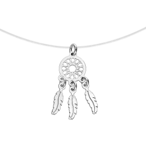 COLLIER ARGENT RHODIÉ FIL NYLON PETIT ATTRAPE REVE 37CM