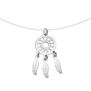 COLLIER ARGENT RHODIÉ FIL NYLON ATTRAPE REVE MOYEN MODELE 39CM