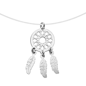 COLLIER ARGENT RHODIÉ FIL NYLON ATTRAPE REVE GRAND MODELE 40CM