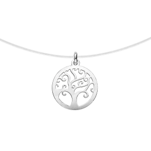 COLLIER ARGENT RHODIE FIL NYLON ARBRE DE VIE MOYEN MODELE 39CM