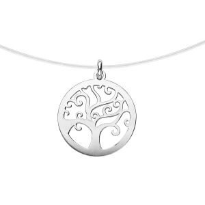 COLLIER ARGENT RHODIÉ FIL NYLON ARBRE DE VIE GRAND MODELE 40CM