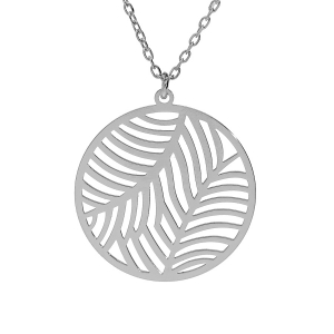 COLLIER ARGENT RHODIÉ RONDELLE BRILLANTE AJOURÉE 15MM  40+5CM