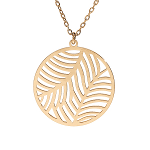 COLLIER ARGENT ET DORURE JAUNE RONDELLE BRILLANTE AJOURÉE 15MM  40+5CM