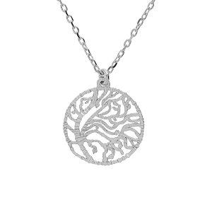 COLLIER ARGENT RHODIÉ RONDELLE DIAM 15 MM AJOURÉE 23MM  40+5CM