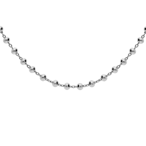 COLLIER ARGENT RHODIÉ BOULES 40+5CM