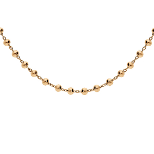 COLLIER ARGENT ET DORURE JAUNE BOULES 40+5CM