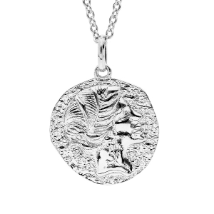 COLLIER ARGENT RHODIÉ MOTIF DEESSE GRECQUE FINITION ANTIQUE 40+4CM