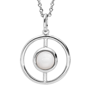 COLLIER ARGENT RHODIÉ RONDE EVIDÉ PIERRE NACRE VÉRITABLE 40+4CM