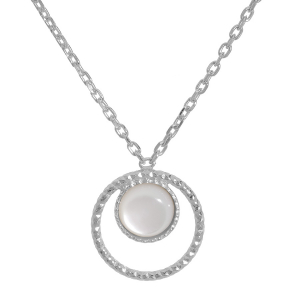 COLLIER ARGENT RHODIÉ PENDENTIF 6MM NACRE VÉRITABLE VÉRITABLE 40+5CM