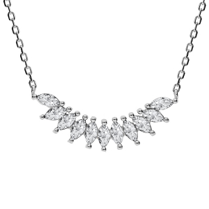COLLIER ARGFENT RHODIÉ NAVETTES OXYDES BLANCS 42+3CM