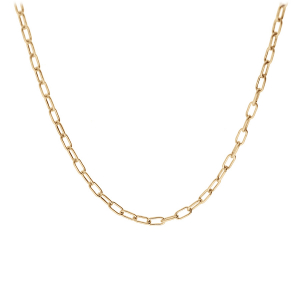 COLLIER ARGENT ET DORURE JAUNE MAILLE RECTANGULAIRE 40+5CM