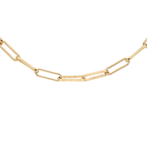 COLLIER ARGENT ET DORURE JAUNE MAILLE RECTANGUULAIRE 38+4CM