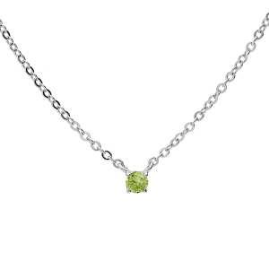 COLLIER ARGENT RHODIÉ PENDENTIF PIERRE VÉRITABLE PÉRIDOT 3MM 38+5CM