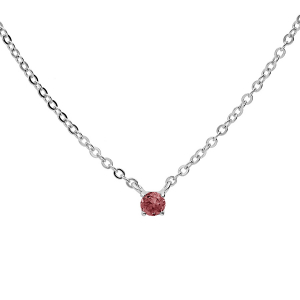 COLLIER ARGENT RHODIÉ PENDENTIF PIERRE VÉRITABLE GRENAT 3MM 38+5CM