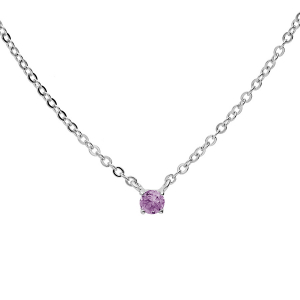 COLLIER ARGENT RHODIÉ PENDENTIF PIERRE VÉRITABLE AMÉTHYSTE 3MM 38+5CM