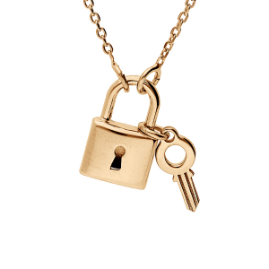 COLLIER ARGENT ET DORURE JAUNE CADENAS ET CLEF 38+4CM