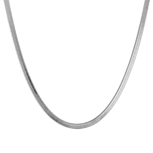 COLLIER ARGENT RHODIÉ MAILLE MIROIR 42CM