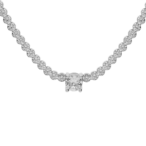 COLLIER ARGENT RHODIÉ RIVIERE OXYDES BLANCS SERTIS 40+4CM