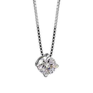 COLLIER SOLITAIRE ARGENT RHODIÉ CHAINE VENITIENNE + PEND ROND PIERRES BLANCHES 4 GRIFFES 42CM