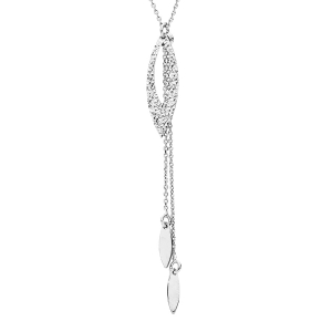 COLLIER ARGENT RHODIÉ FORME Y AVEC PLUMES 40+5CM