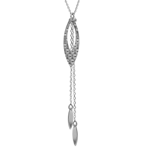 COLLIER ARGENT RHODIÉ FORME CRAVATE  AVEC PLUMES 40+5CM