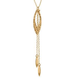 COLLIER ARGENT DORÉ FORME CRAVATE 40+5CM