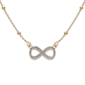 COLLIER ARGENT DORÉ CHAINE BOULES AVEC INFINI GIVRÉ 42+3CM