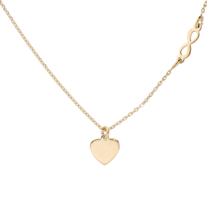 COLLIER ARGENT ET DORURE JAUNE COEUR ET INFINI  40+5CM
