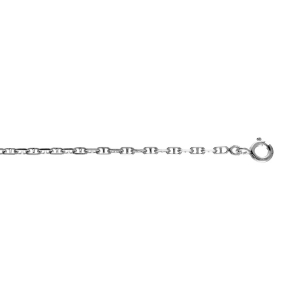 COLLIER ARGENT  RHODIÉ  MAILLE MARINE INVERSEE 40CM