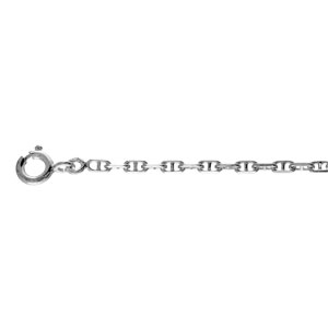 COLLIER ARGENT  RHODIÉ MAILLE MARINE INVERSEE 45CM