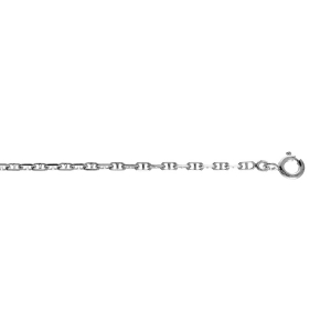 COLLIER ARGENT  RHODIÉ MAILLE MARINE INVERSEE 45CM