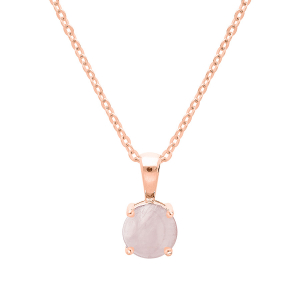 COLLIER ARGENT DORURE ROSE PENDENTIF PIERRE VÉRITABLE QUARTZ ROSE  4MM  42+3CM