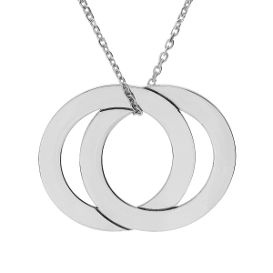 COLLIER ARGENT RHODIÉ 2 ANNEAUX FIXES A GRAVER 40+5CM