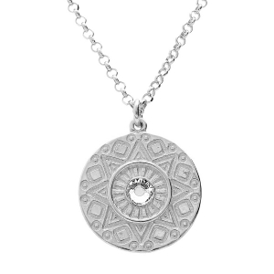 COLLIER ARGENT RHODIÉ MOTIF ETNIQUE OXYDE BLANC 38+5CM