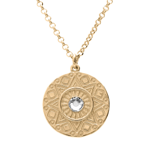 COLLIER ARGENT ET DORURE JAUNE MOTIF ETHNIQUE OXYDE BLANCS SERTIS 38+5CM