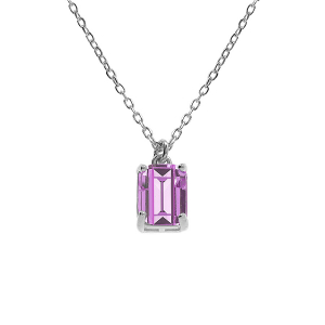 COLLIER ARGENT RHODIÉ PENDENTIF RECTANGULAIRE OXYDE VIOLET 42+2CM