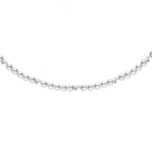 COLLIER ARGENT RHODIÉ PERLES 3MM  BLANCHE IMITATION 38+4CM
