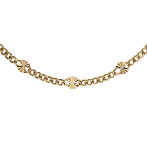 COLLIER ARGENT DORÉ MAILLE GOURMETTE PASTILLES DIAMANTÉ ETOILE 42CM