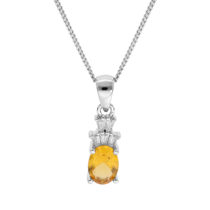 COLLIER ARGENT RHODIÉ PENDENTIF OXYDE BLANC ET COULEUR MIEL 42+3CM