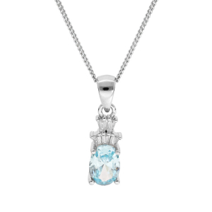 COLLIER ARGENT RHODIÉ PENDENTIF OXYDE BLANC ET BLEU CIEL 42+3CM