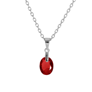 COLLIER ARGENT RHODIÉ PENDENTIF GOUTTE OXYDE GRENAT FACETÉ 40+5CM