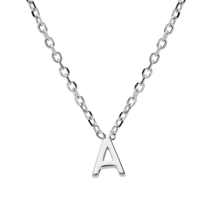 COLLIER ARGENT RHODIÉ PENDENTIF INITIALE A  38+5CM