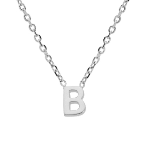 COLLIER ARGENT RHODIÉ PENDENTIF HAUTEUR 5 MM PETITE INITIALE B  38+5CM