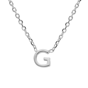 COLLIER ARGENT RHODIÉ PENDENTIF HAUTEUR 5 MM PETITE INITIALE  G  38+5CM