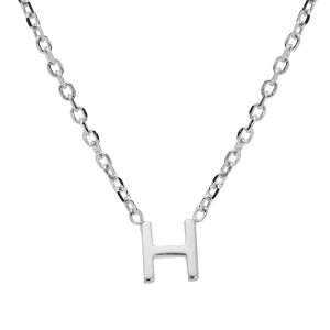 COLLIER ARGENT RHODIÉ PENDENTIF INITIALE  H 38+5CM