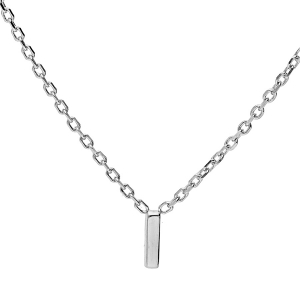 COLLIER ARGENT RHODIÉ PENDENTIF INITIALE  I   38+5CM