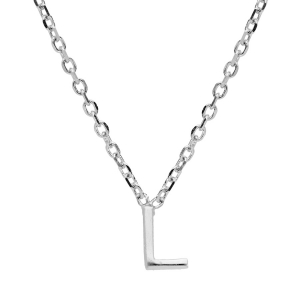 COLLIER ARGENT RHODIÉ PENDENTIF INITIALE  L  38+5CM